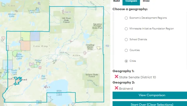 Screenshot of the Build Your Own profile tool, showing a map and tool menu